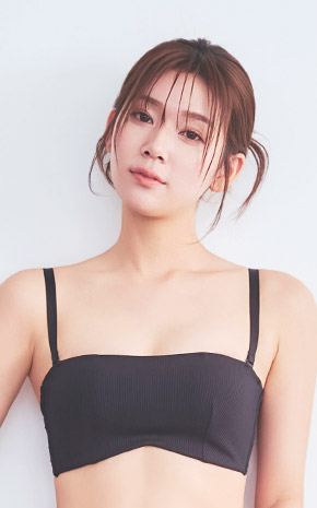 Strapless 리브 하프컵 초모리 브라