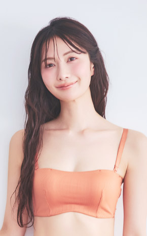 Strapless 리브 하프컵 초모리 브라