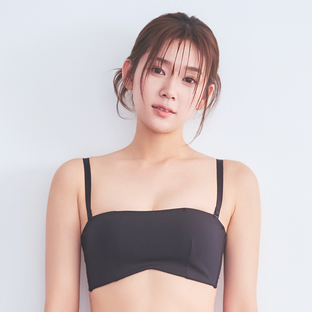 Strapless 리브 하프컵 초모리 브라