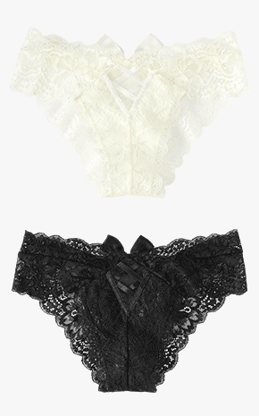레이스업 리본 하프백 팬티