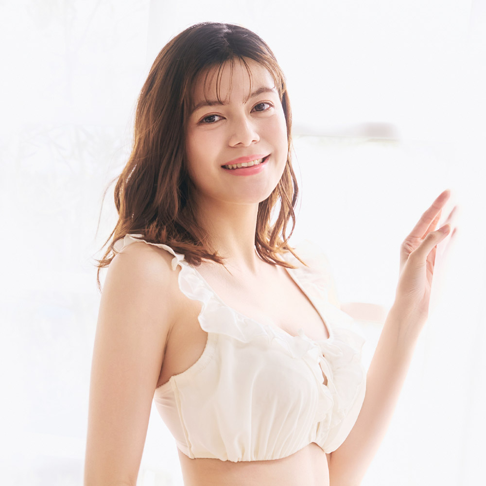 글래머 쉬폰 프릴 와키다카 브라