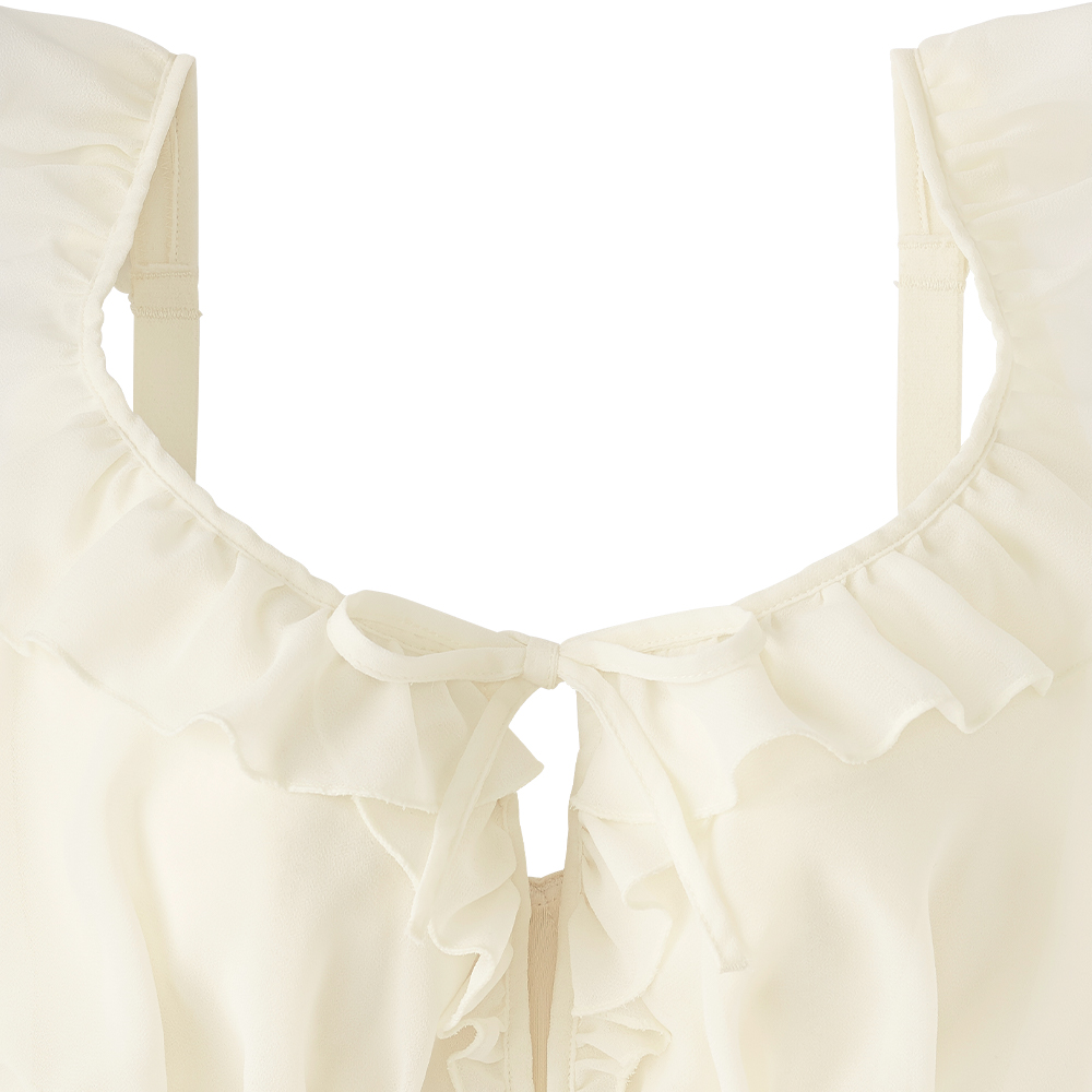 글래머 쉬폰 프릴 와키다카 브라