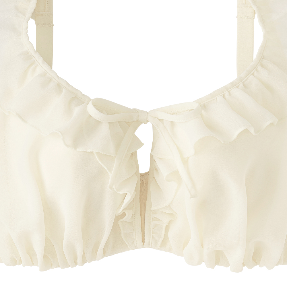 글래머 쉬폰 프릴 와키다카 브라