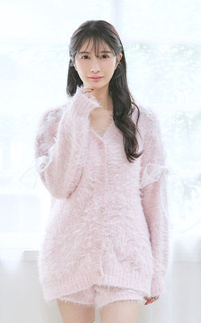 리본 섀기 니트 상하 세트