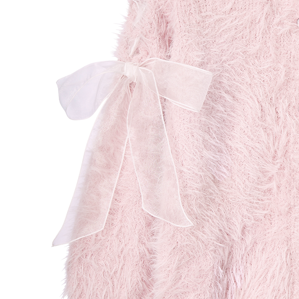 리본 섀기 니트 상하 세트