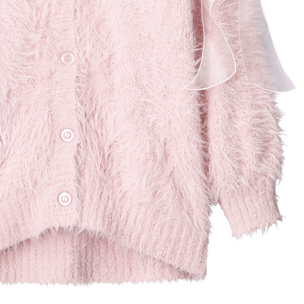 리본 섀기 니트 상하 세트