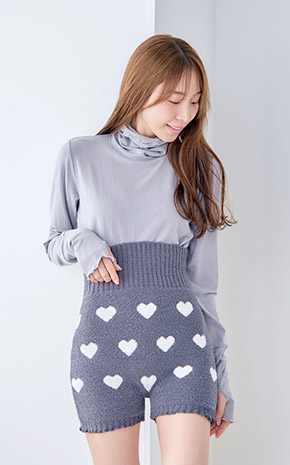 하트 패턴 니트 하라마키 팬츠