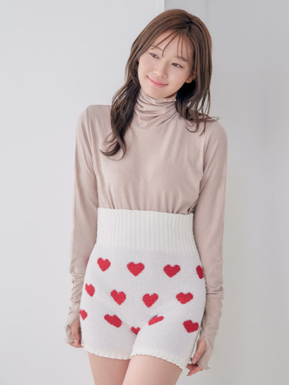하트 패턴 니트 하라마키 팬츠