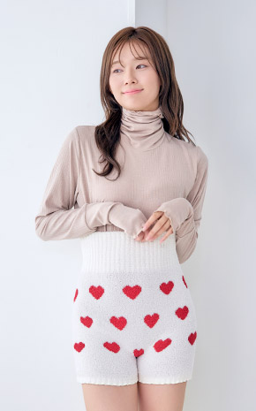 하트 패턴 니트 하라마키 팬츠