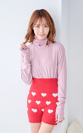 하트 패턴 니트 하라마키 팬츠