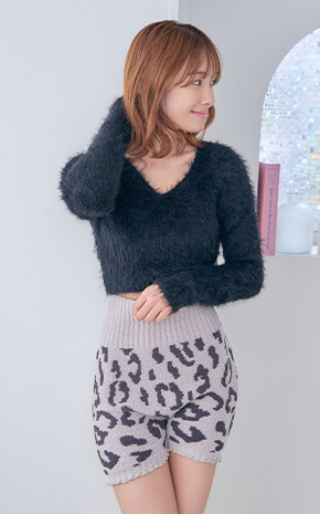 호피 패턴 니트 하라마키 팬츠