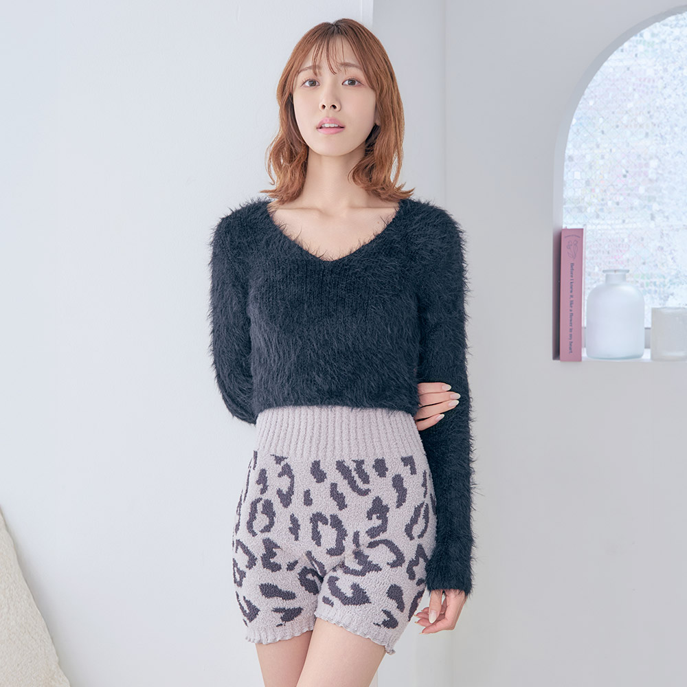 호피 패턴 니트 하라마키 팬츠