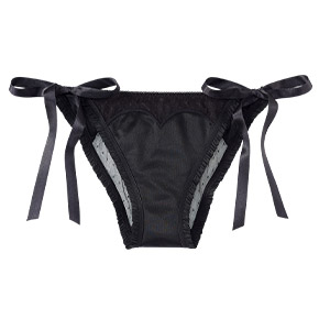 새틴 하트 튈 스트랩 하프백 팬티