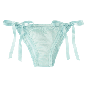 새틴 하트 튈 스트랩 하프백 팬티