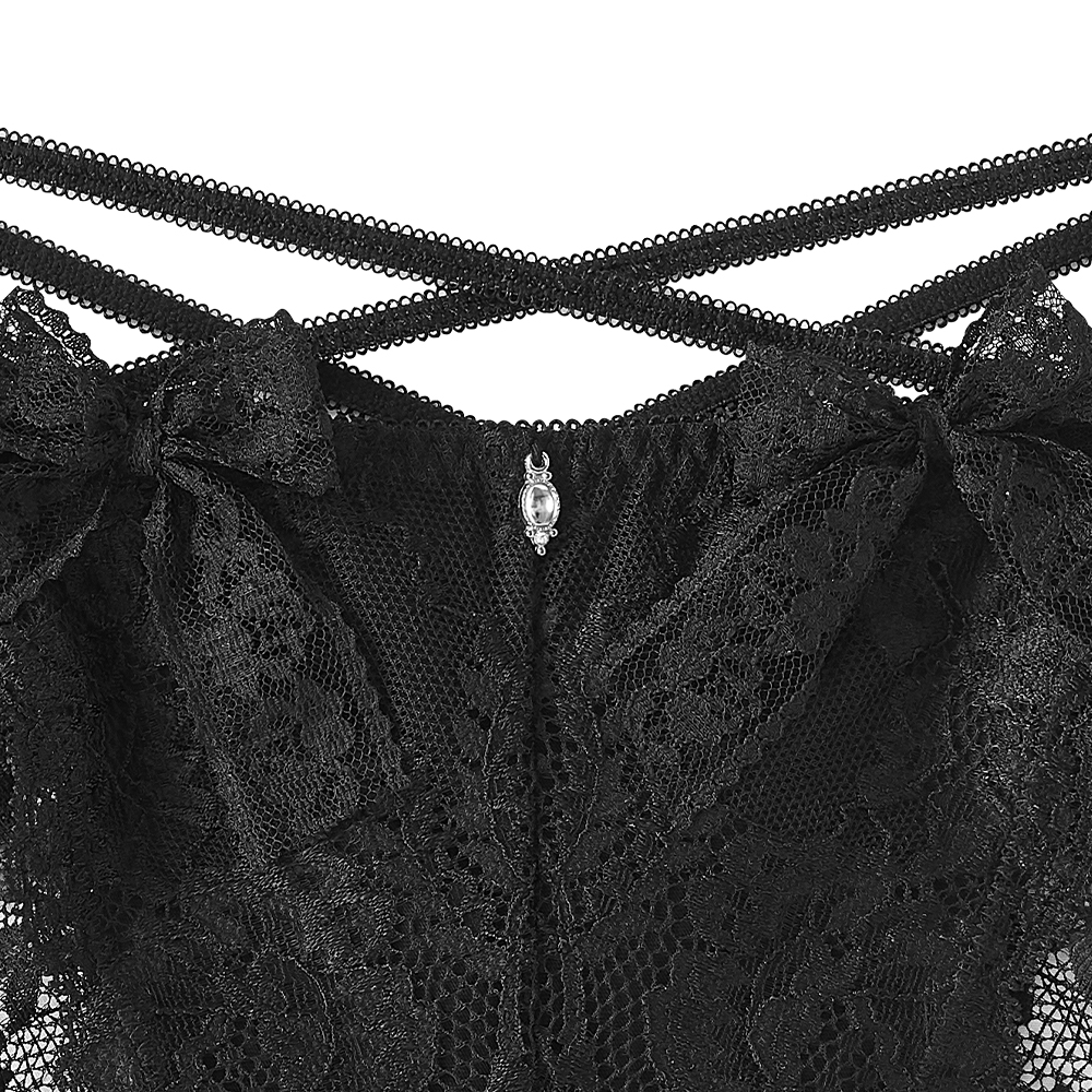 크로스 레이스 리본 하프백 팬티