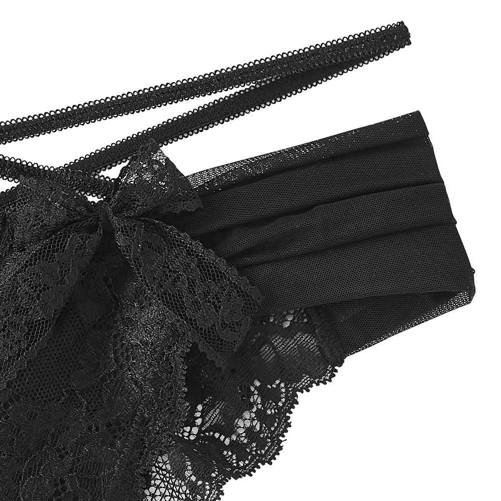 크로스 레이스 리본 하프백 팬티