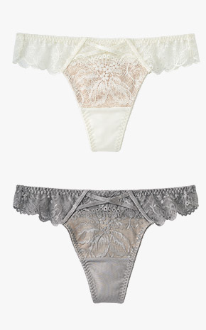 스트레치 플라워 레이스 T팬티